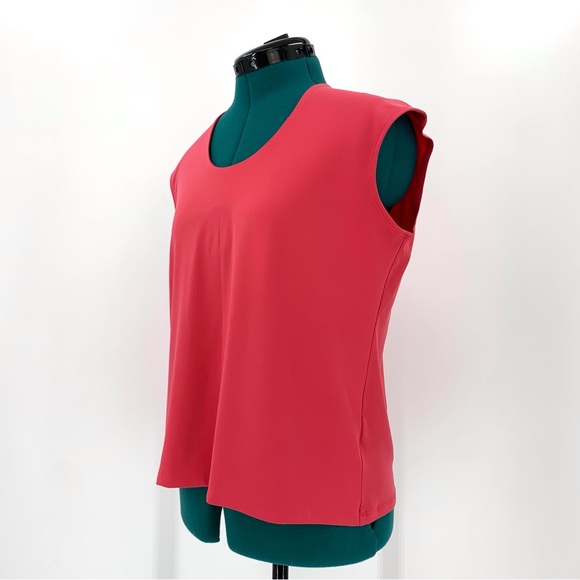 Allison Daley Coral Pink Sleeveless Round Neck Shell Top, Small - Picture 3 of 16